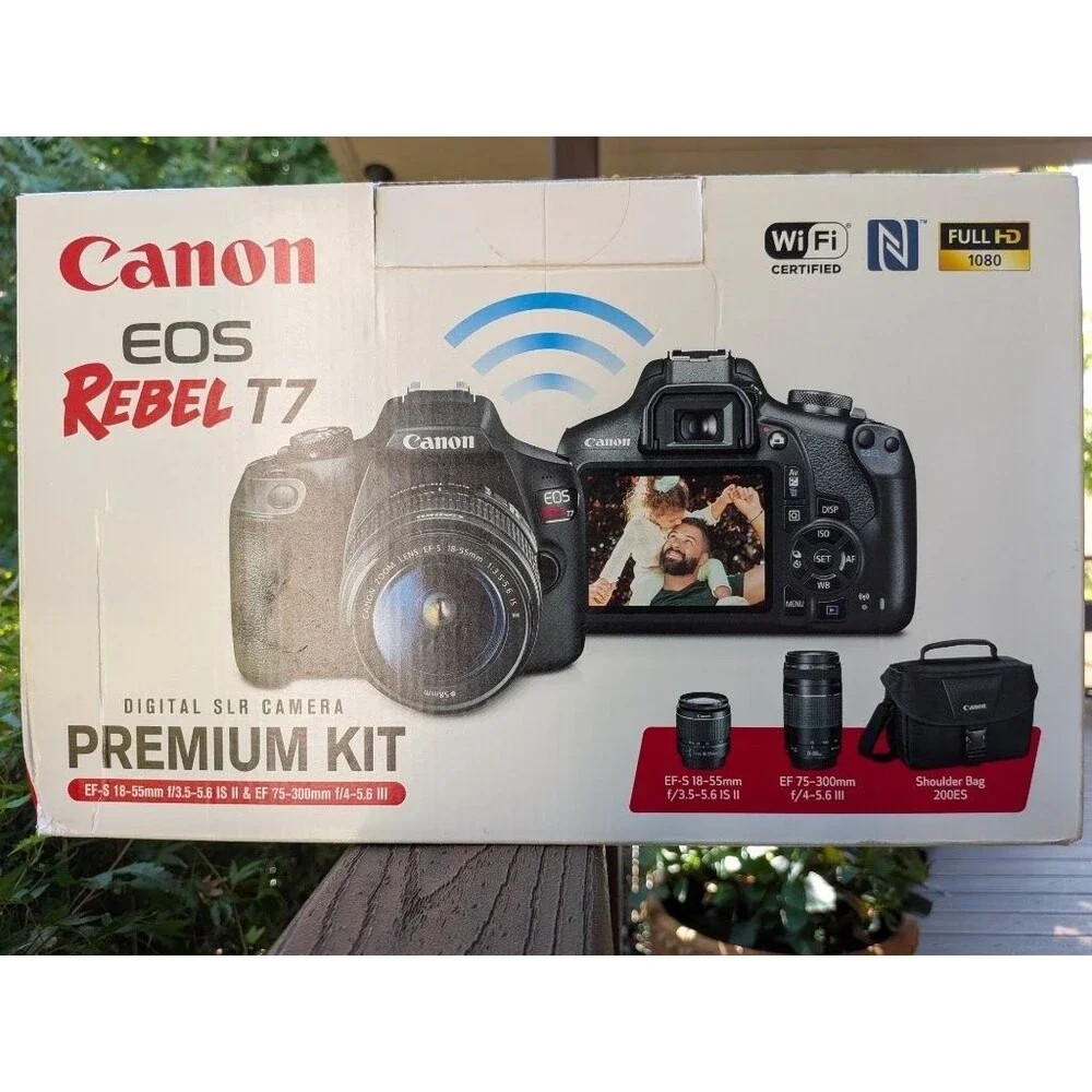 Canon EOS Rebel T7 Premium Kit 24.1MP DSLR 18-55 75-300 New Sealed